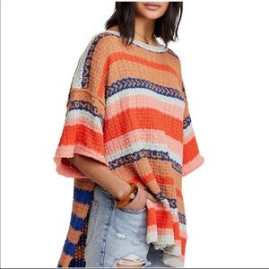 Free People MultiColor Stripe Knit Sweater Size Large New